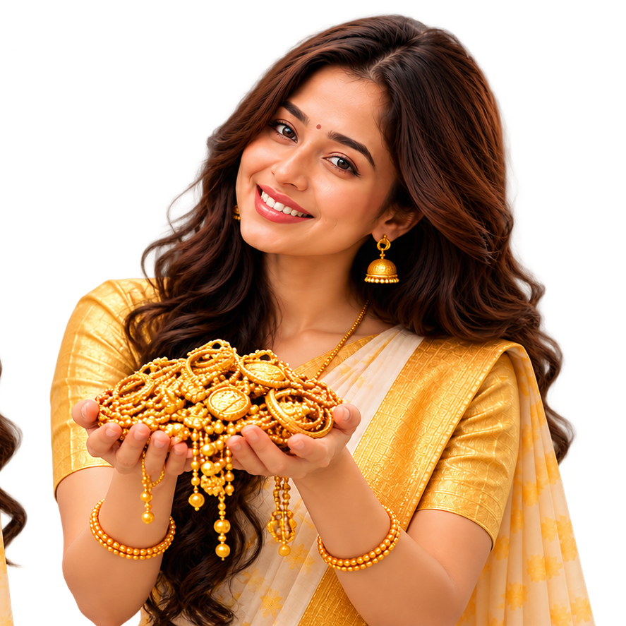 ARTHA GOLD brand model holding gold jewellery